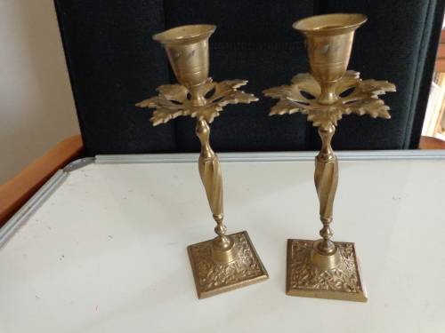 SOLID BRASS CANDLE-HOLDERS SEE SCANS