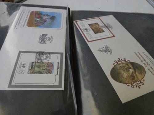 BRN/ ALBUM FILLED WITH FDCs, B/LETS F/D/SHTS,DEFIN.ETC.READ ON...