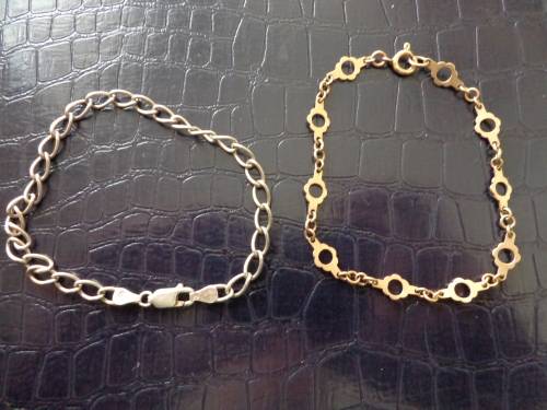 2 X BANGLES SILVER AND GOLD SEE SCANS READ ON.