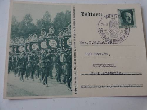 PRE- WAR POSTCARD  HITLER 1937 FD CARD SEE SCANS READ ON.