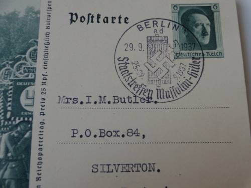 PRE- WAR POSTCARD  HITLER 1937 FD CARD SEE SCANS READ ON.