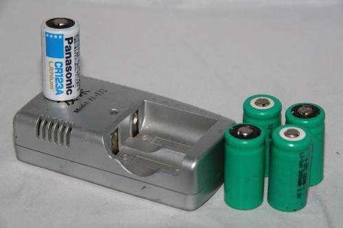 Charger for CR123 batteries