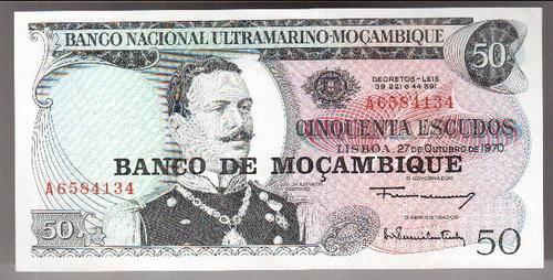 Mozambique 1970 issue 50 Escudos banknote - as per scan