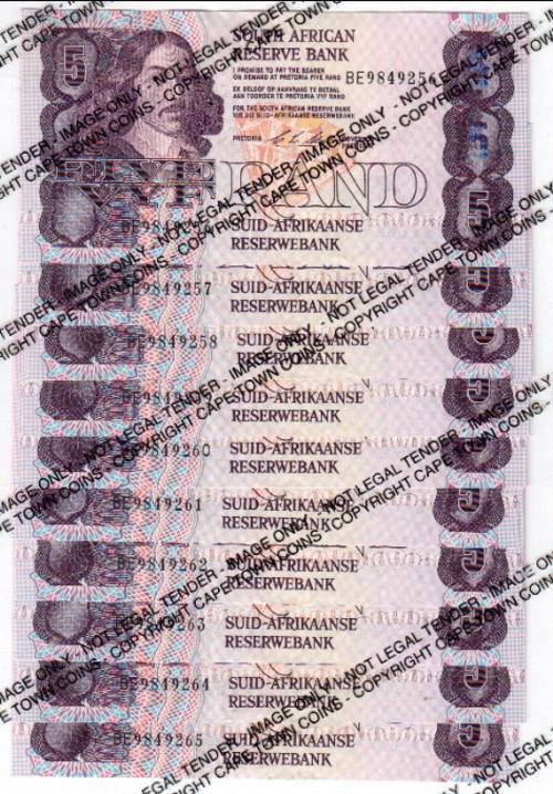 Lot of 10 consecutive CL Stals 1st issue UNC R5 banknotes - as per scan