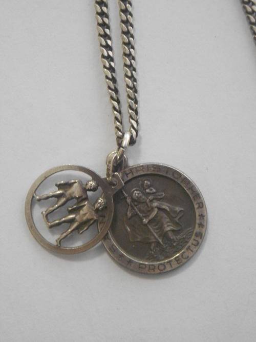 Silver necklace with saint christopher pendant - as per scan