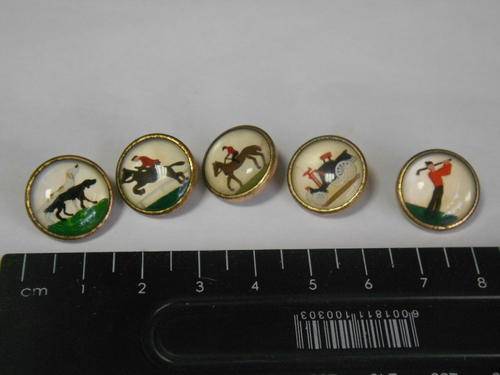 Set of 5 antique buttons with pictures PRICE REDUCED