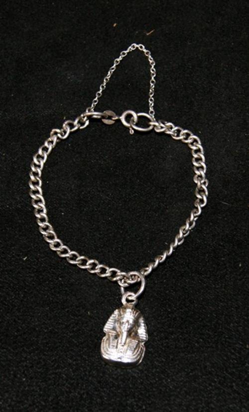 VINTAGE SILVER CHARM BRACELET WITH PHARAOH CHARM @@@ CRAZY R1 START