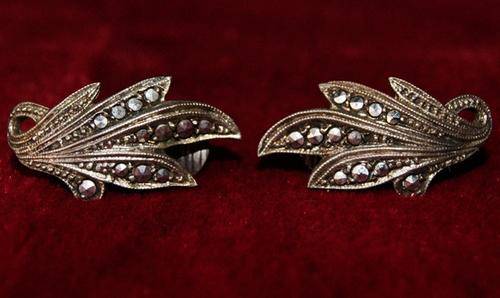 STUNNING VINTAGE STERLING SILVER & MARCASITE EARRINGS @@@ CRAZY R1 START