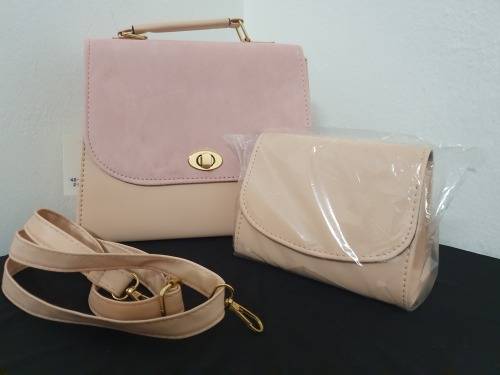 *Stunning* 2 Piece Handbag Suede Material with Inner Smaller Purse MINK
