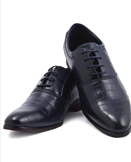 Size 7 Only Luxury Mens Formal Snake Skin Print `Navy` shoes