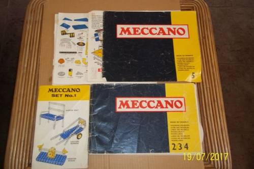 Meccano Set 5 Blue/Yellow 1970's.Manuals 1- 2-3-4-5, Huge Kit 395 Parts
