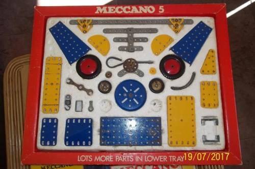 Meccano Set 5 Blue/Yellow 1970's.Manuals 1- 2-3-4-5, Huge Kit 395 Parts