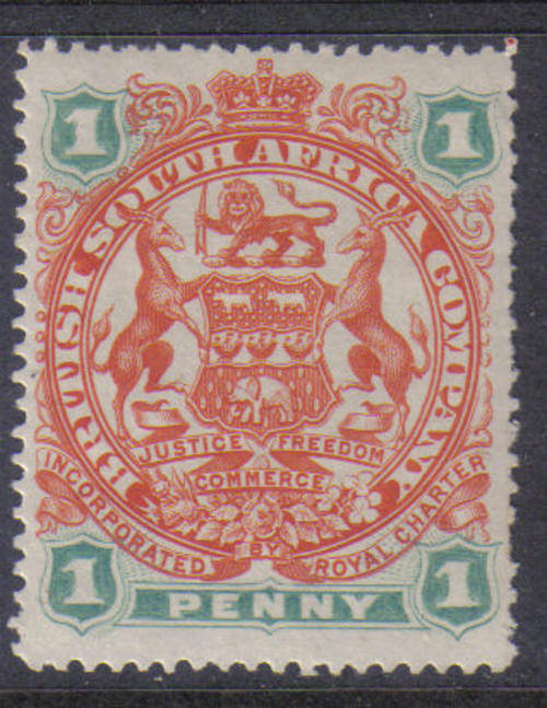 BSAC / Rhodesia : SG67 1d Scarlet & Emerald UNUSED