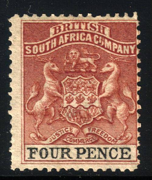 BSAC / Rhodesia SG22 4d Chestnut & Black Unused