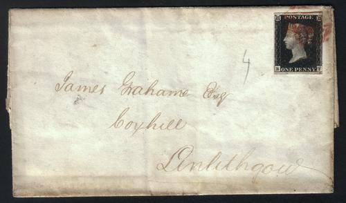 Great Britain - QV - 1d BLACK ON COVER/ENTIRE - 24 AUG 1840