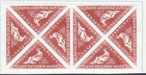 Cape of Good Hope - Superb Block of 8 1d Carmine FOURNIER FORGERIES, SCARCE in their own right