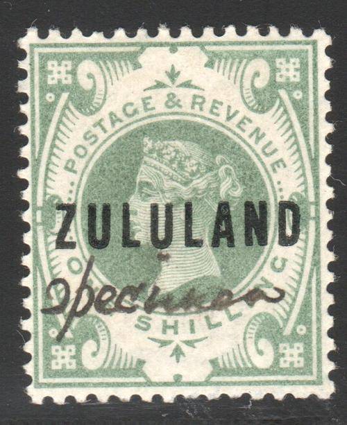 Zululand - SG10s 1/- Green "Specimen" in manuscript MM