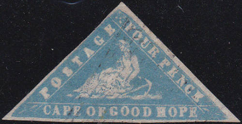 Cape of Good Hope - SG14b 4d PALE BRIGHT BLUE WOODBLOCK-SUPERB 3 MARGINED EXAMPLE-RARE CV R43000