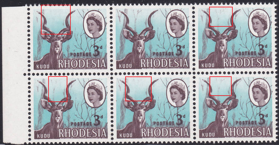 Rhodesia MARDON PRINTING 3d BO6 WITH VARIETY MISSING/FADED TREE/BRANCHES ***UNMOUNTED MINT***