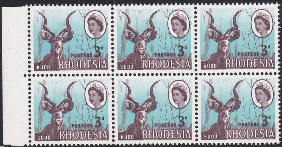 Rhodesia MARDON PRINTING 3d BO6 WITH VARIETY MISSING/FADED TREE/BRANCHES ***UNMOUNTED MINT***