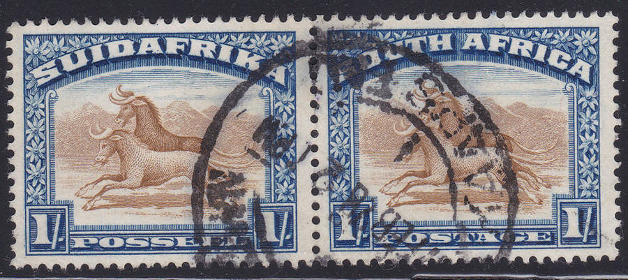 Union of SA - 1927 SG36 1/- BROWN and DEEP BLUE - VERY FINE USED CV £55