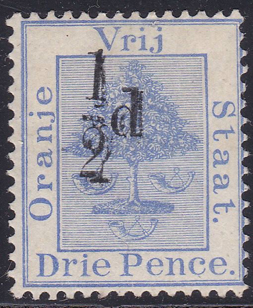 OFS 1896 SG75a ½d ON 3d ULTRAMARINE WITH DOUBLE SURCHARGE VARIETY