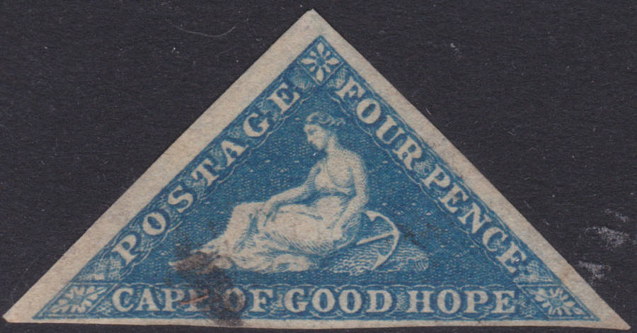 Cape of Good Hope 1855 SACC6a 4d BLUE - VFU -  CV R1300+