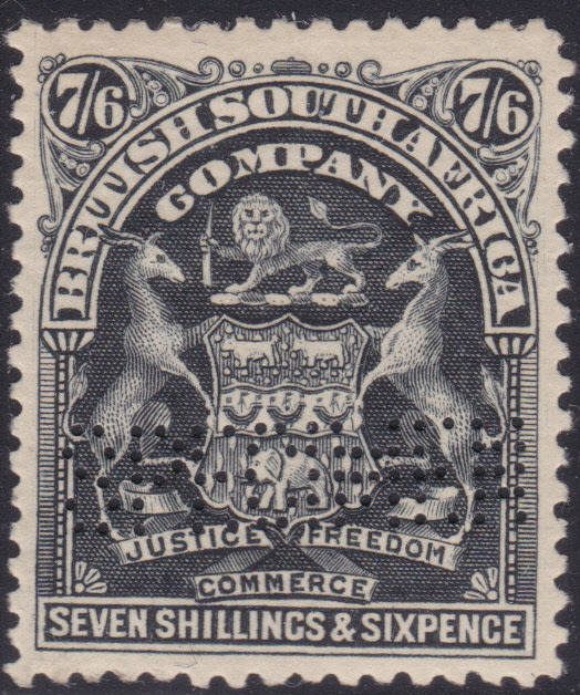 BSAC / Rhodesia - SG88s 7s6d Black ``SPECIMEN`` LMM CV £90(2017)