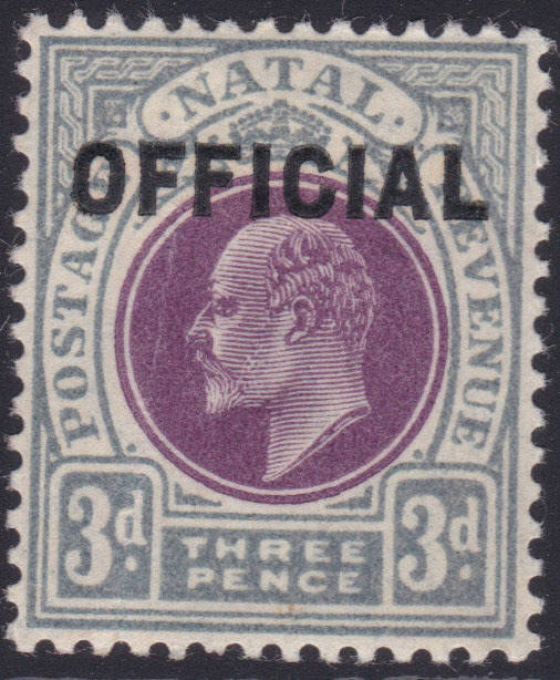 Natal 1904 SACC4 3d PURPLE & GREY ''OFFICIAL'' STAMP - LMM - CV R400