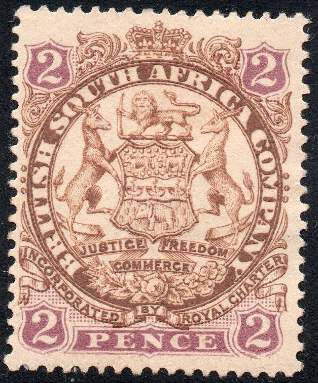 BSAC / Rhodesia : SG30 2d Brown & Mauve MM(HR) CV £40(2017)