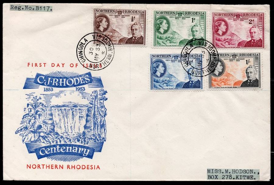 Northern Rhodesia 1953 Birth Centenary of Rhodes - Illustrated FDC