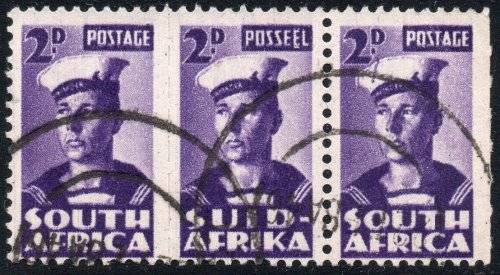 Union of SA - 1942-44 SG100d 2d VIOLET(LINE ON CAP VARIETY) VFU CV £80(2017)