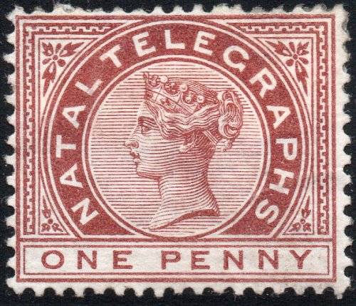 NATAL 1881 SG T1 1d Red-brown TELEGRAPH stamp MNG
