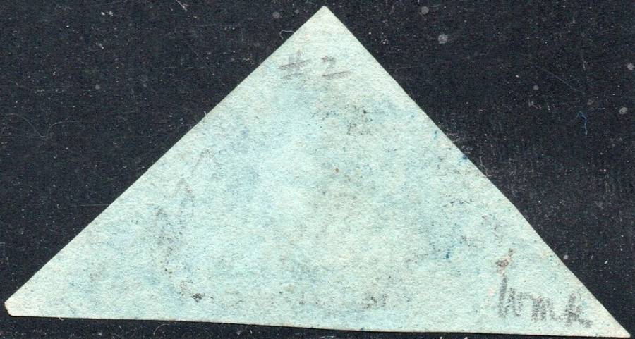 Cape of Good Hope 1853 SACC2a 4d DEEP BLUE, SIDEWAYS WATERMARK ON DEEPLY BLUED PAPER - VFU CV R15000