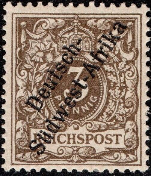 GERMAN SWA 1897 SACC1 3Pfg BROWN - MM CV R180