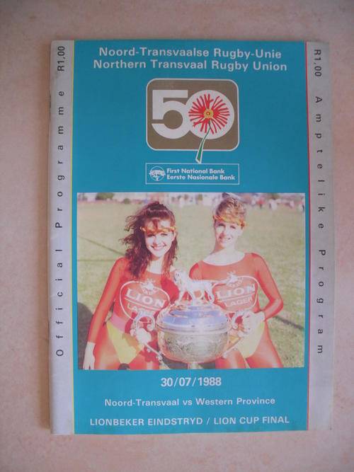 Match Programme: 1988 Lion Cup Final - Northern Transvaal vs Western Province