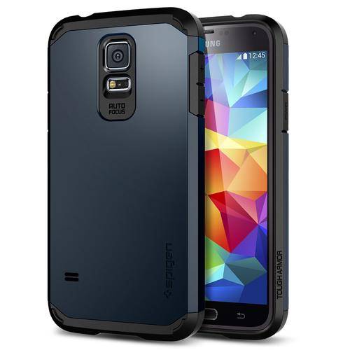 Samsung Galaxy S5 Spigen SGP Tough Armor Case / Cover gun metal blue