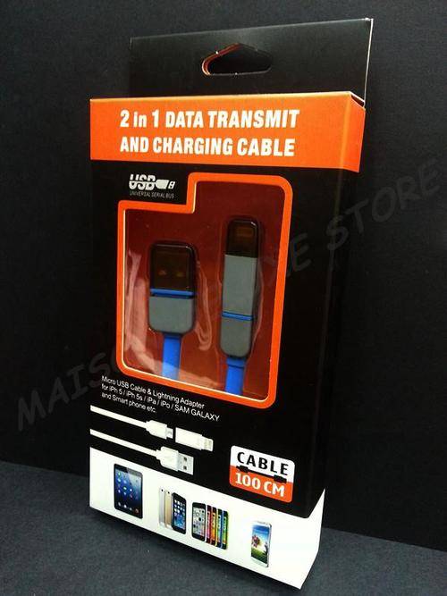 2 In 1 Micro USB & Lightning Data Transmit Charging Combo Cable