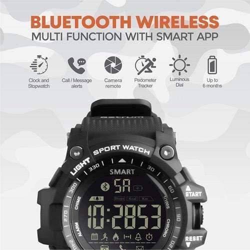 Multifunctional Digital Shock Resistant Sports Watch - Black