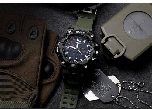 Multifunctional Digital Analog Shock Resistant Sports Watch Style- Black