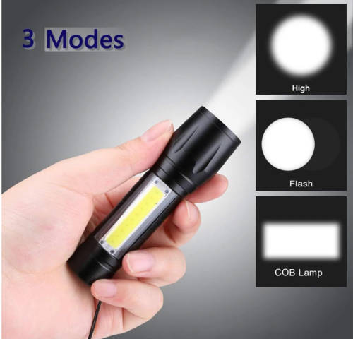 Portable Rechargeable Zoom LED Flashlight XP-G Q5 Flash Light Torch Lantern 3 Lighting Modes