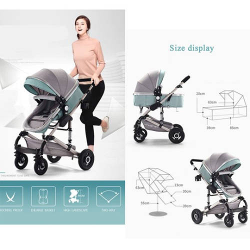 Belecoo stroller 2 in 1 Foldable Baby Pram Black And Brown