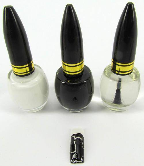 Mijona Black Crackle Nail Polish With White Base (Total 3pcs Set)