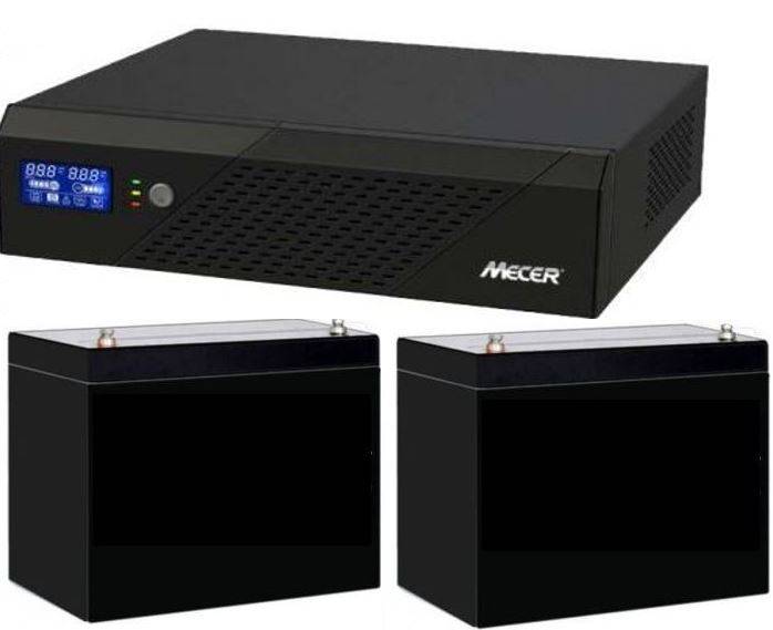 Mecer 2400VA, 1400W, 24V DC-AC Inverter Socket for Solar Power + 2x Vision FullySealed DeepCycle 12V