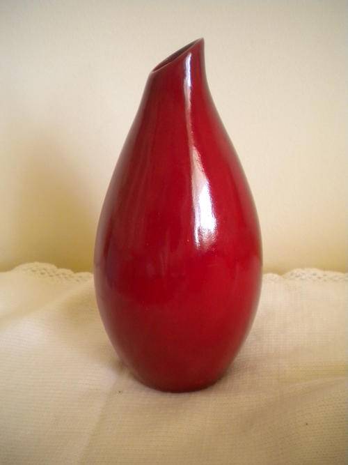 Deep Red Ceramic Salnted Belly vase