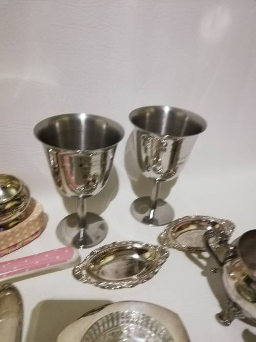 Super large Collection of silver plated items bid for all!!!!!
