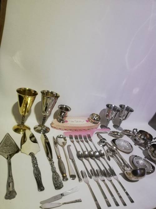 Super large Collection of silver plated items bid for all!!!!!
