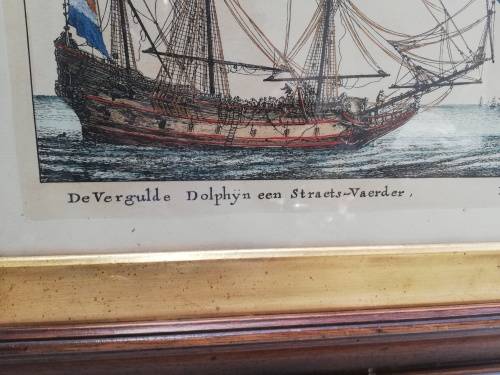 Beautiful vintage prints of ships with wooden frame 67cm x 48cm!!!!