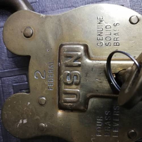 Rare USN lock made by W. BELL and Sons Ltd Philadelphia looks works with key!!!!