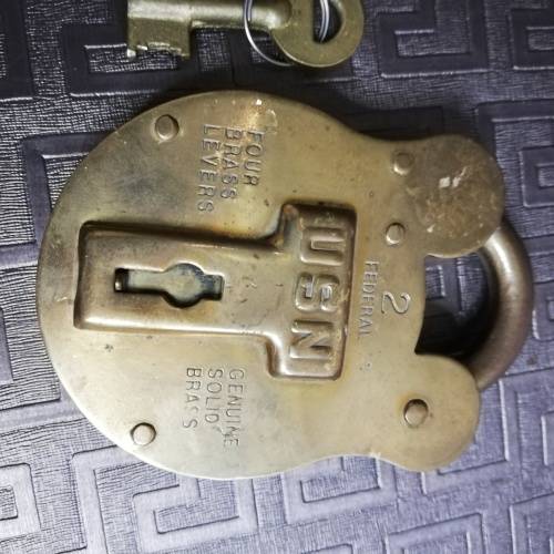 Rare USN lock made by W. BELL and Sons Ltd Philadelphia looks works with key!!!!